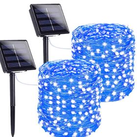 Outdoor Rain-proof Solar Copper Wire Lamp (Option: Blue-12meters 100lamp)