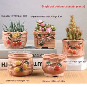 Succulent Small Flower Pot Stoneware Breathable Purple Sand Absorbent Basin (Option: 034-Ceramic)