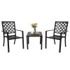 MEOOEM Patio Dining Set Outdoor Metal Square Bistro Side/End Table and Stackable Patio Dining Chairs;  Black