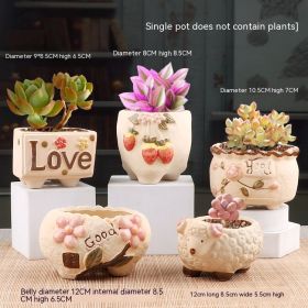 Succulent Small Flower Pot Stoneware Breathable Purple Sand Absorbent Basin (Option: 051-Ceramic)